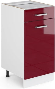 Mobiletto base per cucina R-Line, Rosso lucido, 40 cm senza piano di lavoro, per la libera combinazione all'interno di sistemi cucina modulari