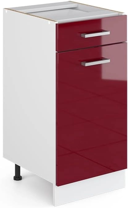 Mobiletto base per cucina R-Line, Rosso lucido, 40 cm senza piano di lavoro, per la libera combinazione all'interno di sistemi cucina modulari