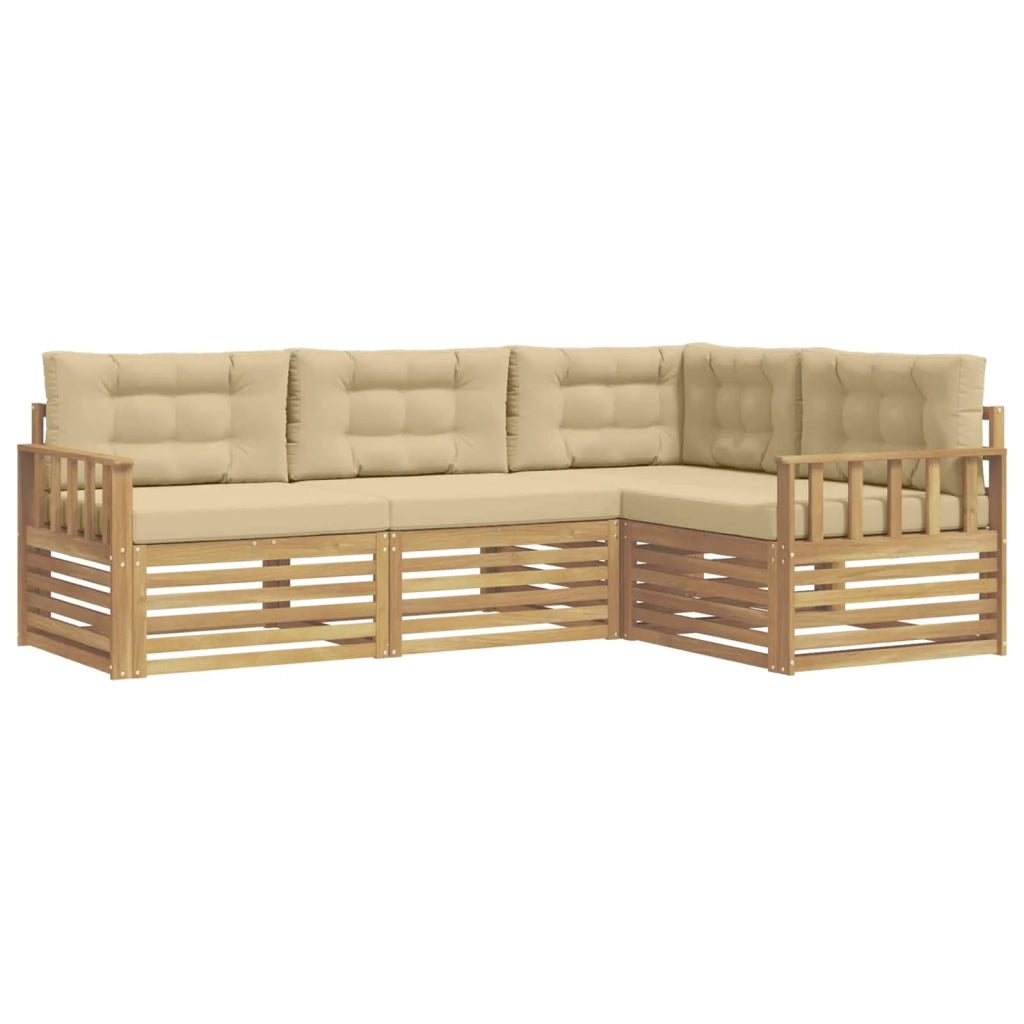 Set di divani da esterno 5 pcs Bianco e Beige Poliestere 3390398