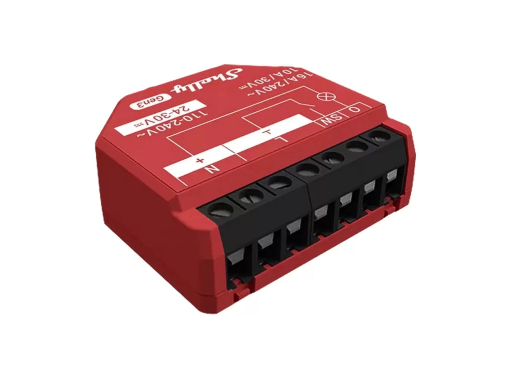 Interruttore Shelly 1PM Gen 3 Relè Smart 1 Canale Monitoraggio Consumi WiFi Bluetooth Matter 16A AC/DC