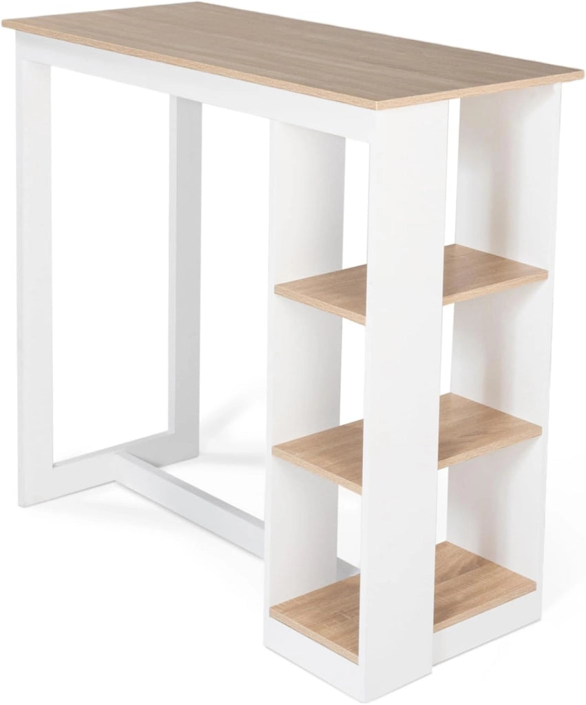 Tavolo alto da bar BARTH da 2 a 4 persone con piano in legno bianco traforato effectto faggio
