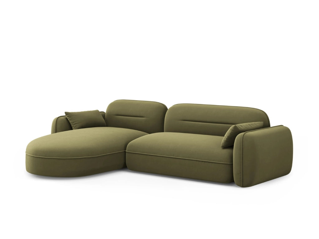 Cosmopolitan Design - Divano angolare modulare sinistro "Sydney" 4 posti in velluto verde chiaro 