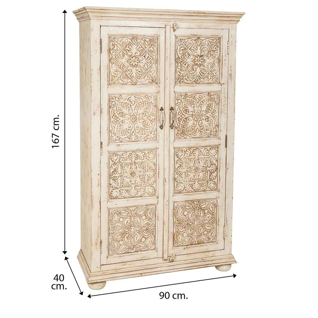 Armadio in legno intagliato finitura artigianale 96x40x167h cm