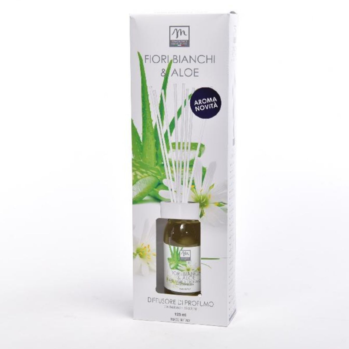 DIFFUSORE BACCHETTI 125ML ALOE E FIORI BIANCHI