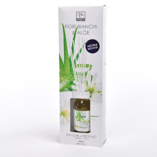 DIFFUSORE BACCHETTI 125ML ALOE E FIORI BIANCHI