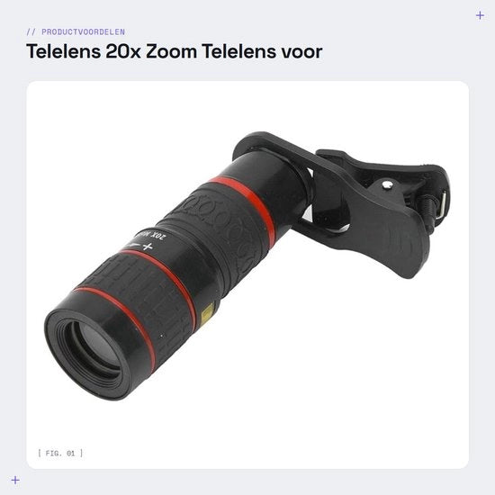 Telelens 20X con Focale Lunga per Smartphone e Tablet - Ottica ad Alta Definizione - Qualità Immagine Precisa - Focale Precisa - Telelens per Smartphone
