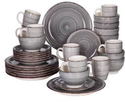 Servizio da Tavola - 32 pezzi - 8 posti - Blu/Nero - Set di Piatti da Pranzo - Piatti Profondi - Piatti da Colazione - Servizio da Tavola - Servizio da Cucina