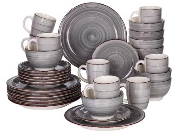 Servizio da Tavola - 32 pezzi - 8 posti - Blu/Nero - Set di Piatti da Pranzo - Piatti Profondi - Piatti da Colazione - Servizio da Tavola - Servizio da Cucina