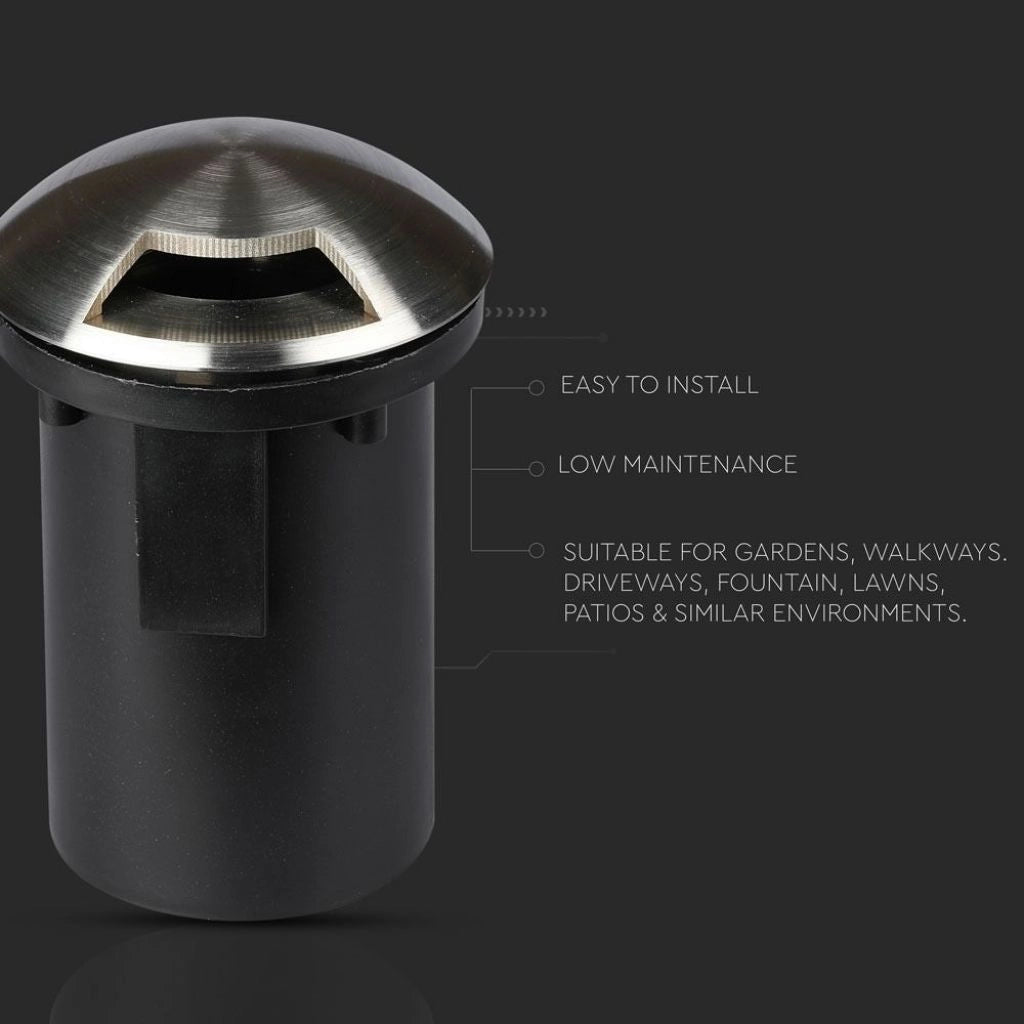 Segnapasso Carrabile Calpestabile Incasso Rotondo MR16 Nero Acciaio 1 Fascio IP65