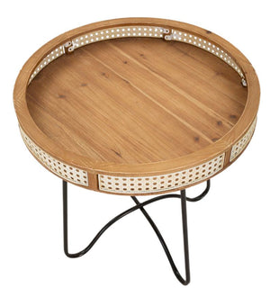 Tavolino Basso Ø60x60,5 cm in Metallo e Legno