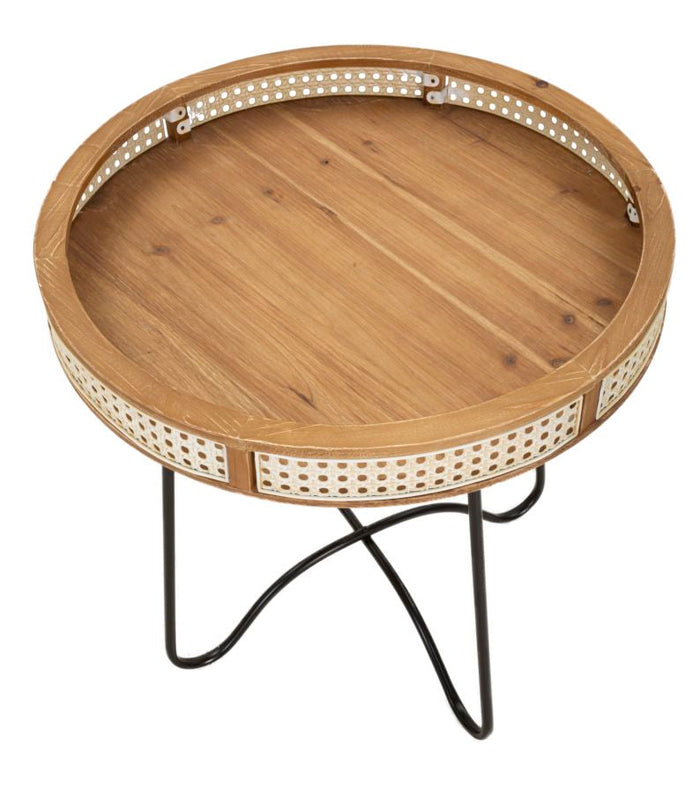 Tavolino Basso Ø60x60,5 cm in Metallo e Legno