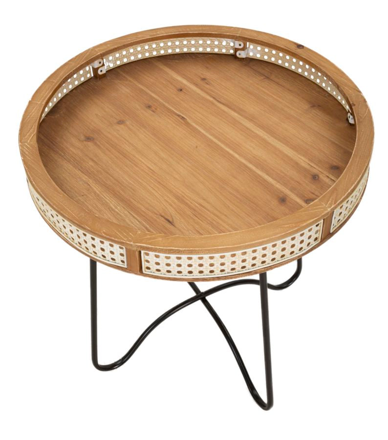 Tavolino Basso Ø60x60,5 cm in Metallo e Legno