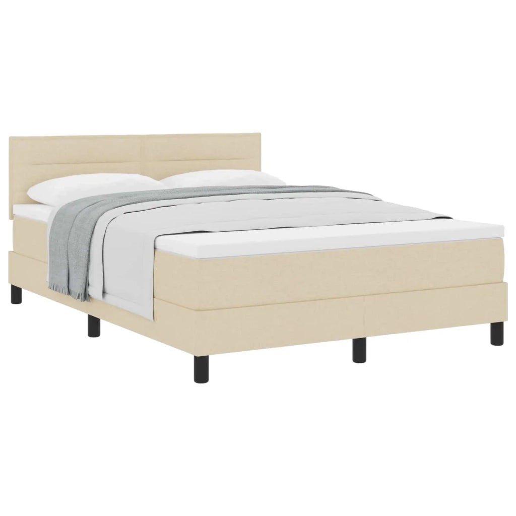 Letto a molle con testiera Crema 160 x 200 cm Tessuto 3338627