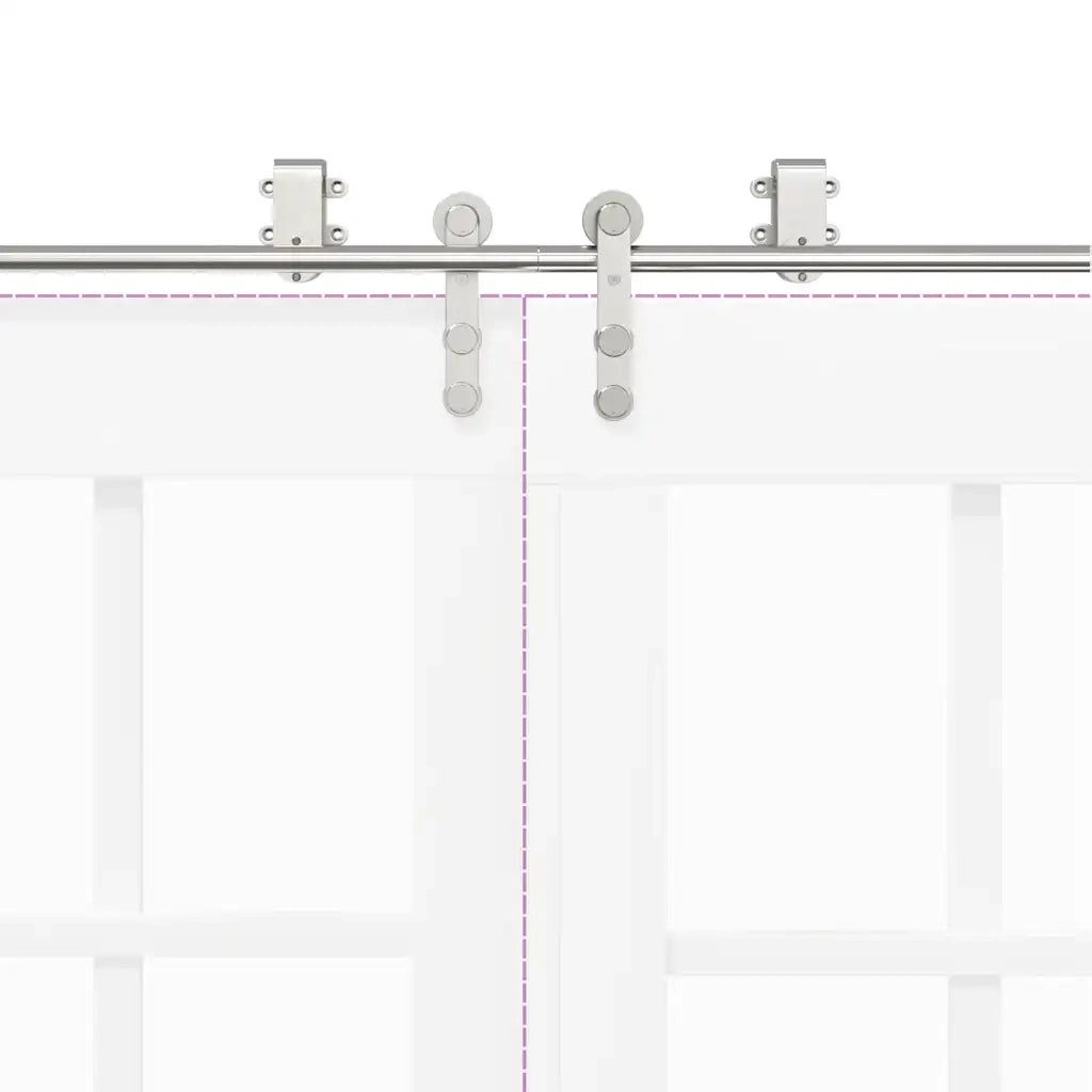 Kit Binari Porta Scorrevole 183 cm Acciaio Inossidabile Argento 3295761