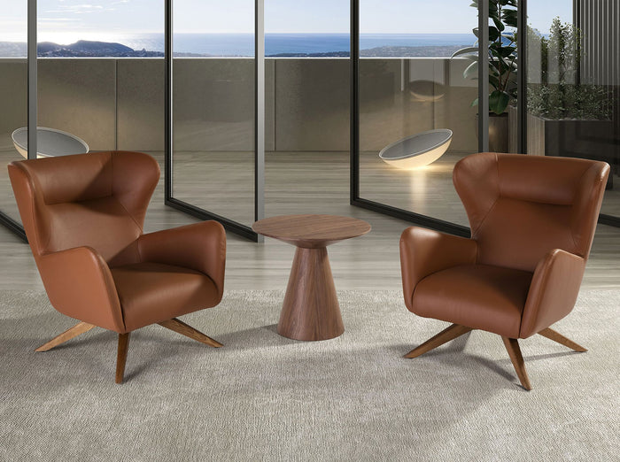 Tavolo angolare rotondo in noce