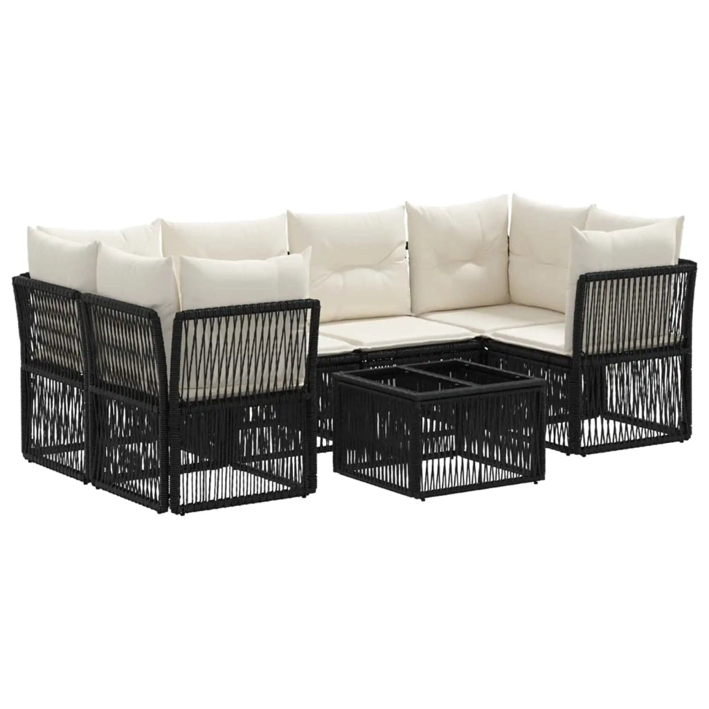 Set Divano da Giardino 7 pz Nero polyrattan 3434137