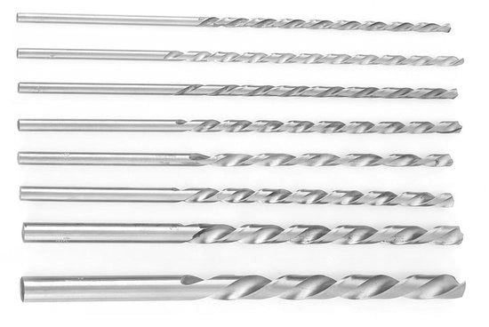 Set di punte per foratura a spirale con set di 8 pezzi in diverse misure con canna diritta