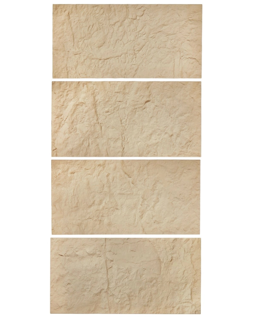 Pannelli da Parete 3D Decorativi in PU Effetto Pietra Naturale Gialla 1200 x 600 x 30 mm, Set 4 Pezzi per Fai da Te e Interni