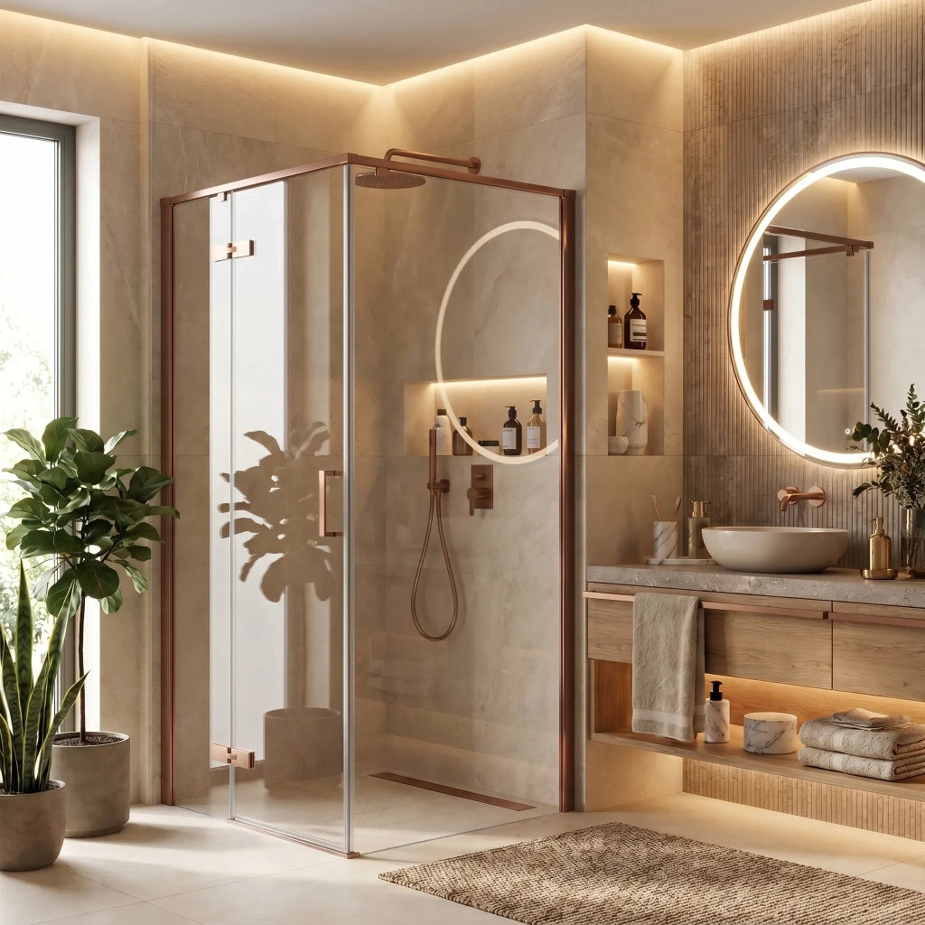 Cabina Doccia Rea Bruno 90x90 Brush Copper