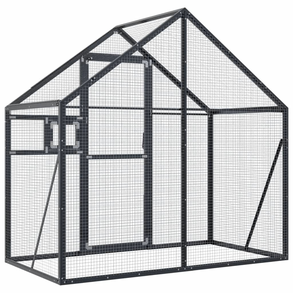 Voliera a gabbia 179 x 100 x 185 cm alluminio antracite 02_0045637