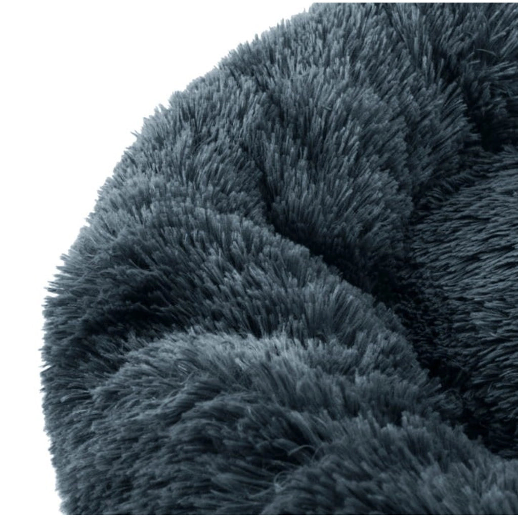 Cuccia circolare soffice in peluche grigio scuro 80cm
