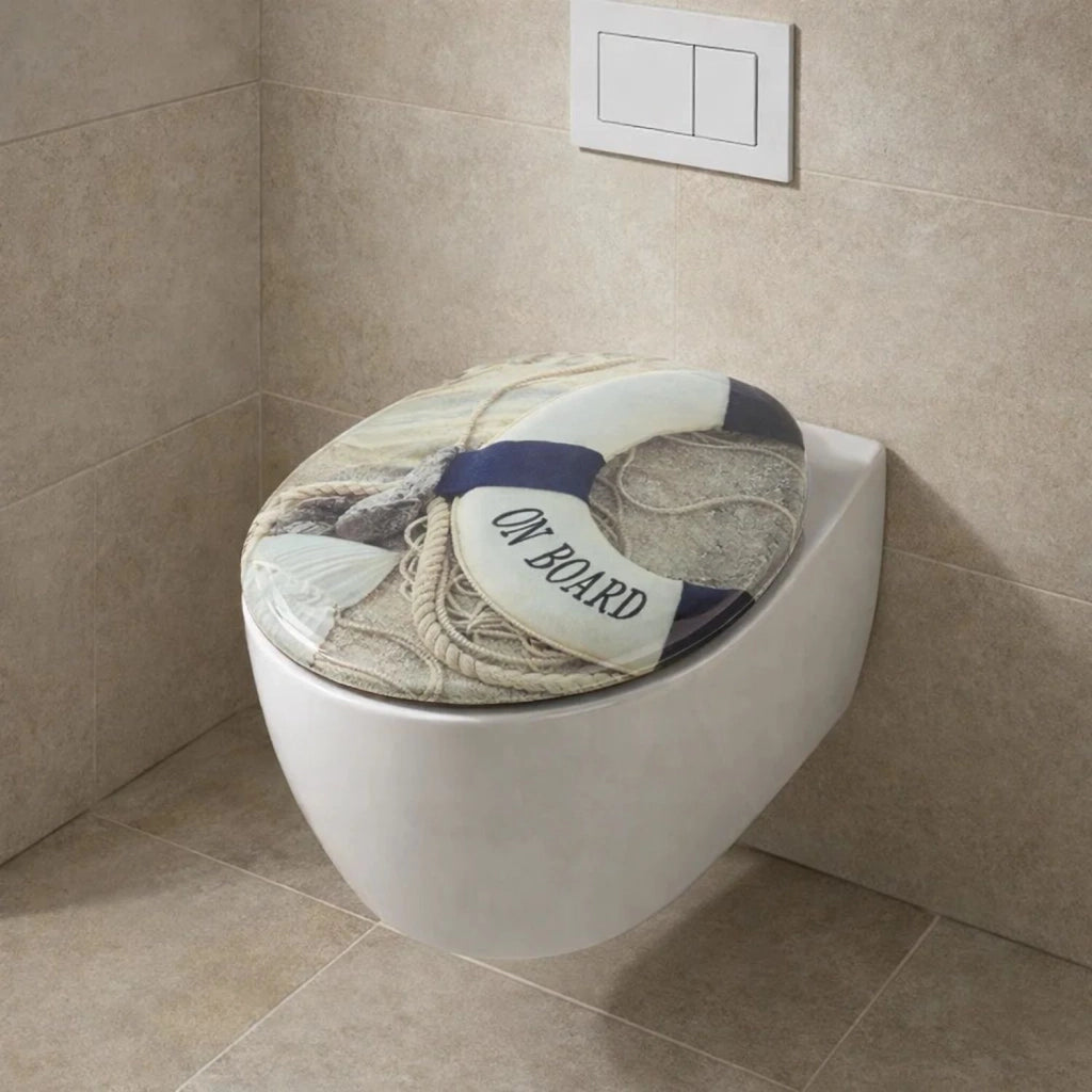Sedile wc copri vater universale frizionato fantasia in mdf chiusura rallentata *** fantasia on board, confezione 1