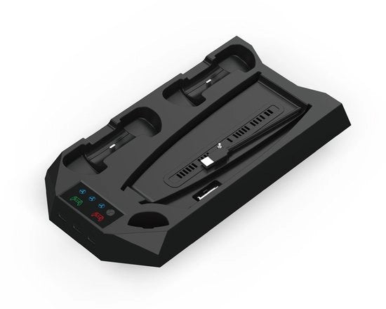 Adatto per Utilizzo su PS5 Pro/PS5 Slim/PS5 Supporto raffreddamento PS5 DE/UHDFanbase Stazione ricarica multifunzionale gamepad - nero