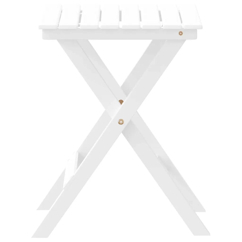 Tavolino da Giardino | Tavolino Laterale Pieghevole Bianco in Legno Massello di Pioppo