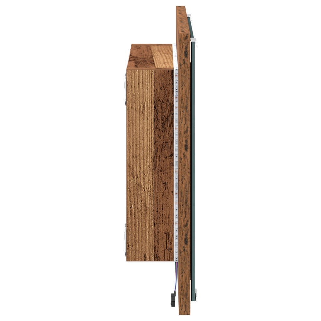 Specchio da Bagno LED Legno Antico 40x8.5x37 cm Legno Ingegnerizzato