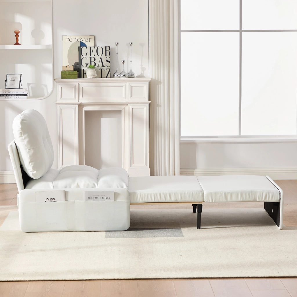 DIVANO LETTO 2 in 1 195x81,5 cm Tessuto bianco con materasso incluso