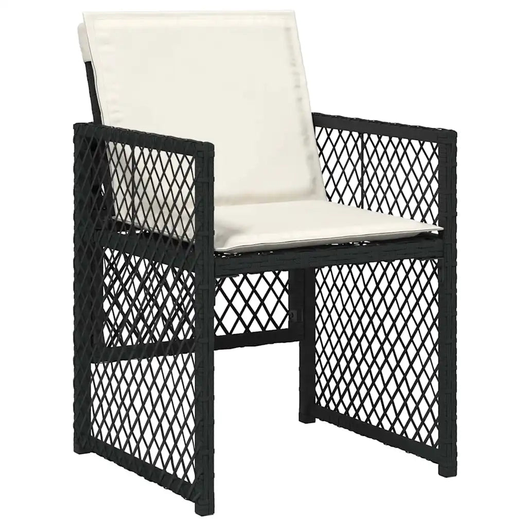 Set da Pranzo per Giardino 5 pcs Nero polyrattan