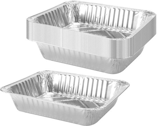 Diversetti per Banchetti 32 x 26 x 6 cm - 20 Pezzi - Foglio di Alluminio - Costruzione Solida - Adatto per Grigliate/ Servizio - Capacità 3500 ml - Piatti in Alluminio