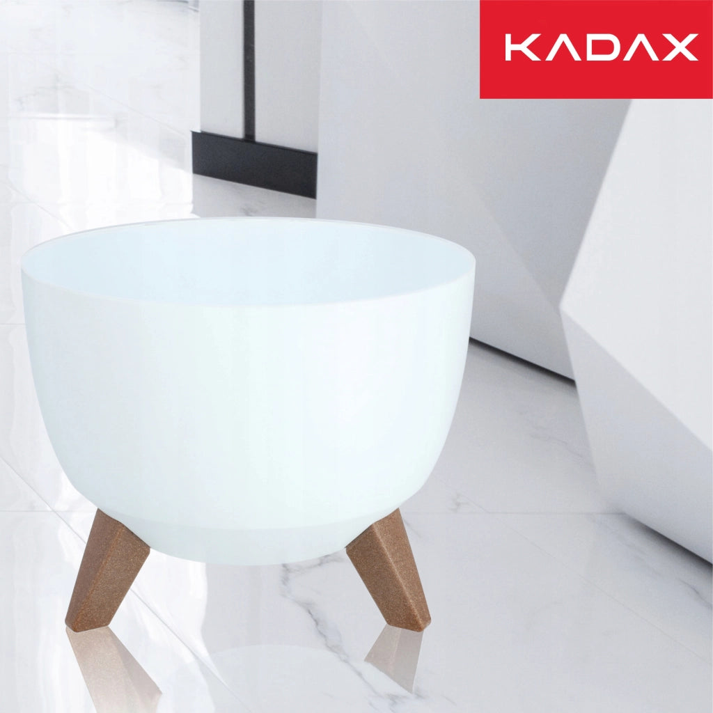 Vaso da fiori KADAX, fioriera, coperchio, gambe, inserto, supporto per fiori, 29 cm, bianco, rotondo, 2 pezzi.