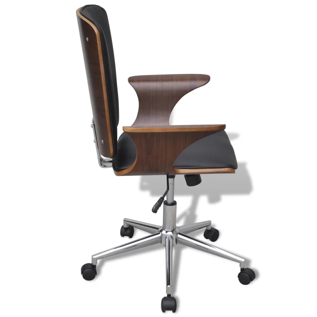 Sedia da Ufficio Girevole in Legno Curvato e Similpelle 241685