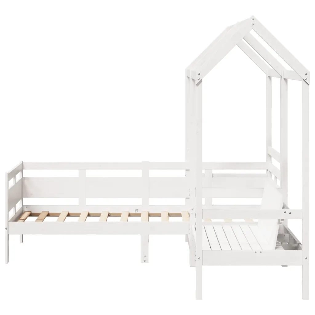 Set Dormeuse e Panca con Tetto Bianco 80x200cm Massello Pino 3282297