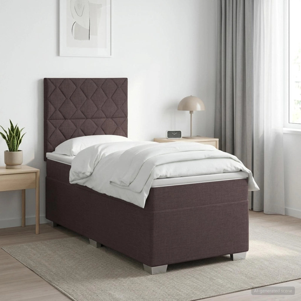 Letto box spring con materasso Marrone Scuro 80 x 200 cm 3453286