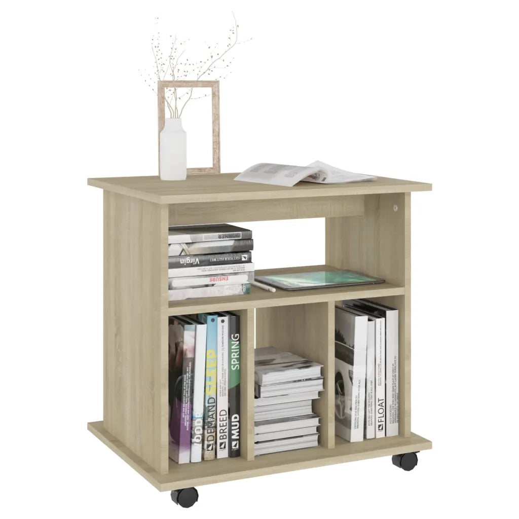 Mobiletto con Ruote Rovere Sonoma 60x45x60 cm Legno Multistrato 808479