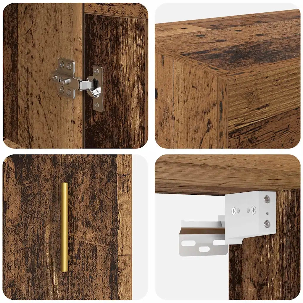 Mobile a muro 2 pcs Legno vecchio 69,5 x 34 x 90 cm 3415561