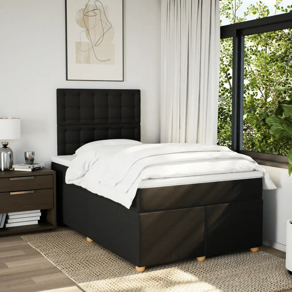 Giroletto a Molle con Materasso Nero 120x200 cm in Tessuto 3291263