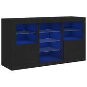 Buffet credenza cassettiera armadio mobile contenitore organizer per cucina soggiorno salotto con luci LED 123 x 37 x 67 cm nero 02_0030012