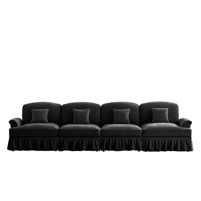 Divano 4 posti grande - Xylo - Stile mid-century, chenille, nero