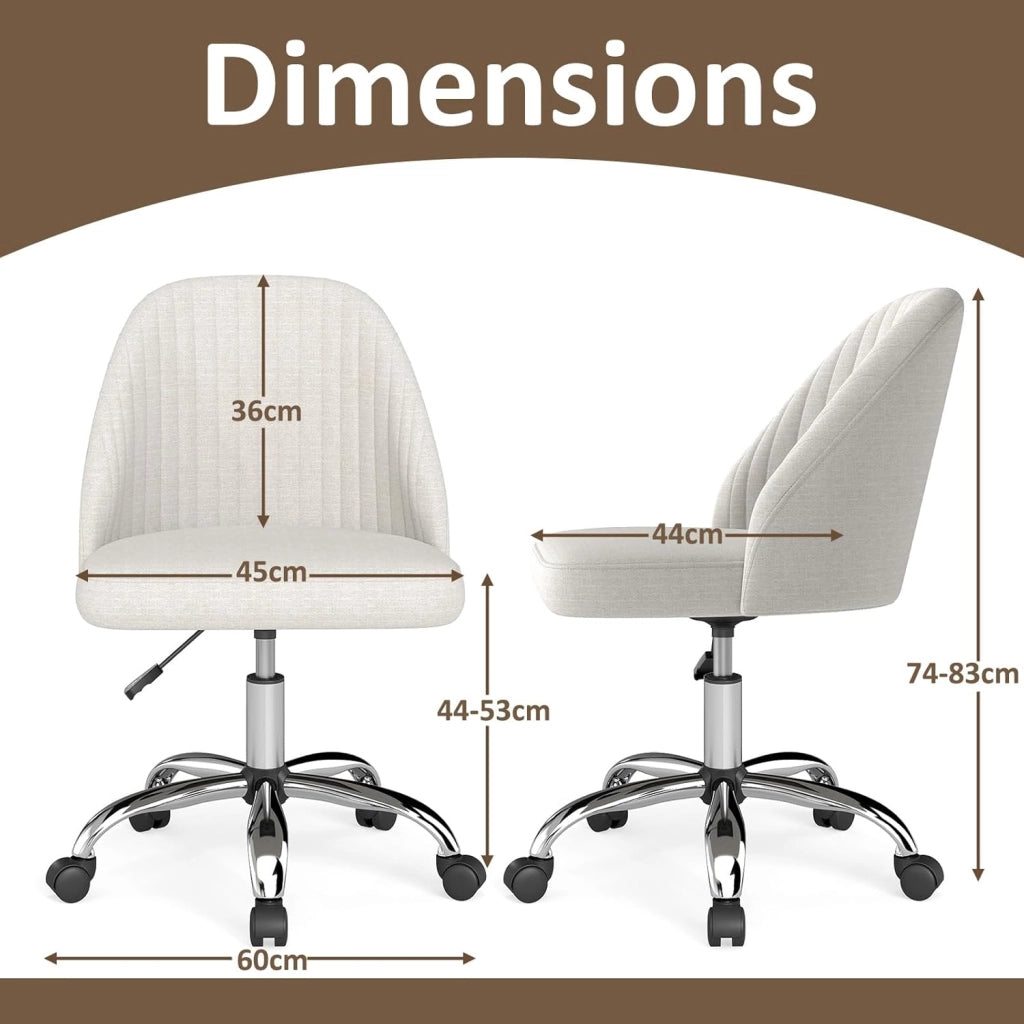 Sedia da ufficio regolabile in altezza, ergonomica, senza braccioli, sedia girevole con ruote, portata fino a 136 kg, per home office e ufficio