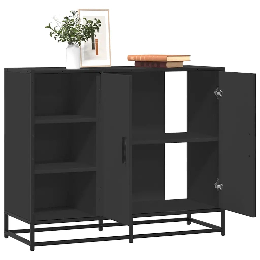 Credenza Nera 92x35x76 cm in Legno Multistrato 849019