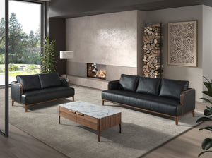 Tavolino rettangolare in vetro a imitazione del marmo e del noce