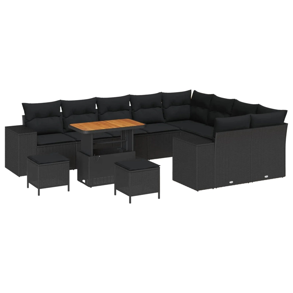 Set Divano da Giardino con cuscino con cuscino 12 pcs Nero 3363994