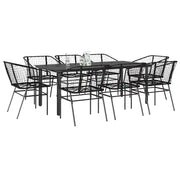 Set da Pranzo da Giardino 9 pz Polyrattan Vetro