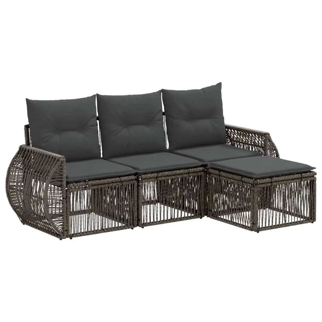 Set Divano da Giardino 4 pcs Grigio e Grigio Scuro polyrattan 3435398
