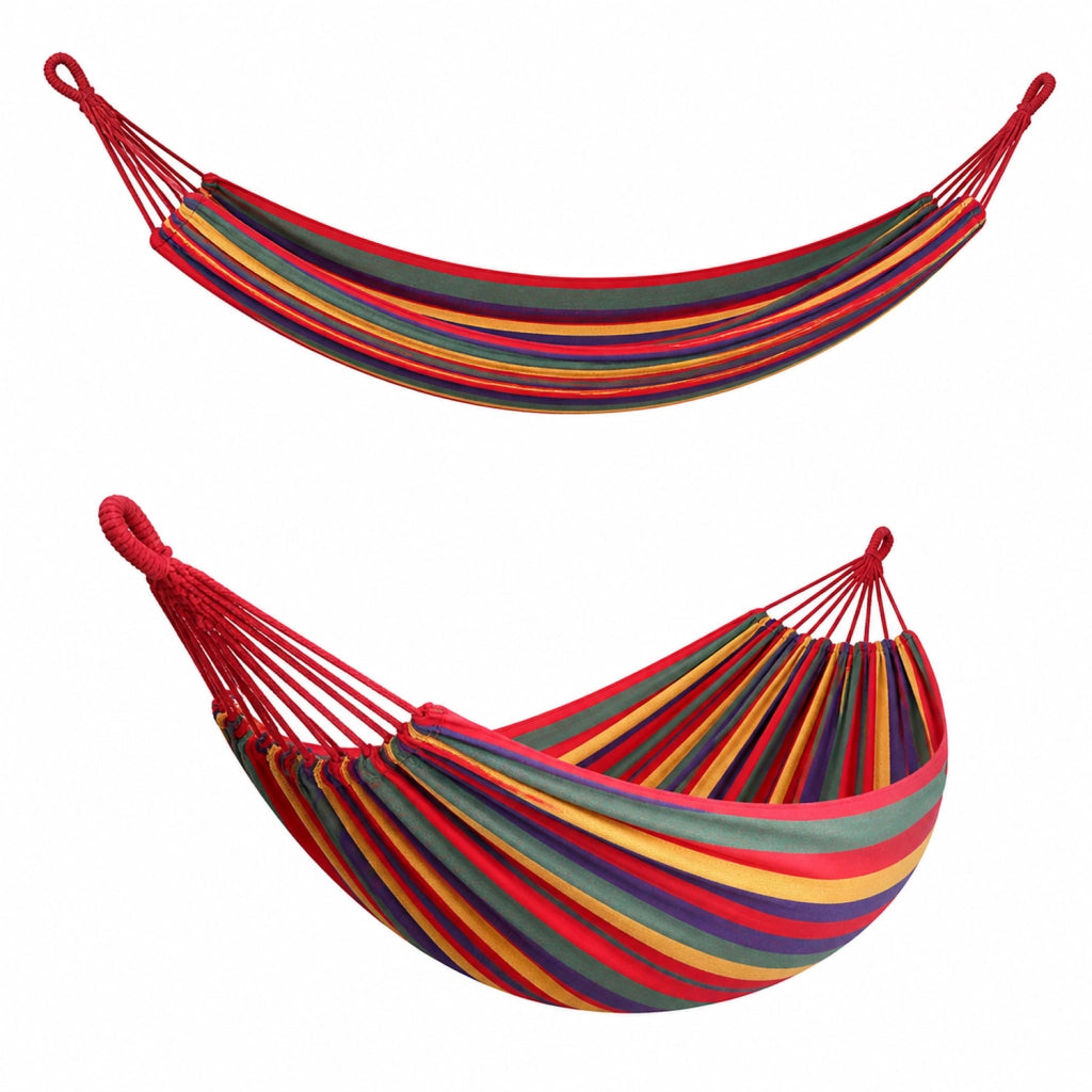 Amaca Da Campeggio E Giardino Con Custodia Trasporto Cinghie Regolabili E Ganci Moschettone Inclusi Struttura Anti Capovolgimento Cotone Rinforzato Portata 300 Kg 270 x 150 Cm Rosso