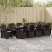 Set da Pranzo per Giardino 11 pz Marrone e Grigio Chiaro PP 3430174