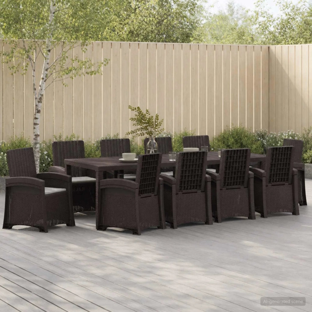 Set da Pranzo per Giardino 11 pz Marrone e Grigio Chiaro PP 3430174